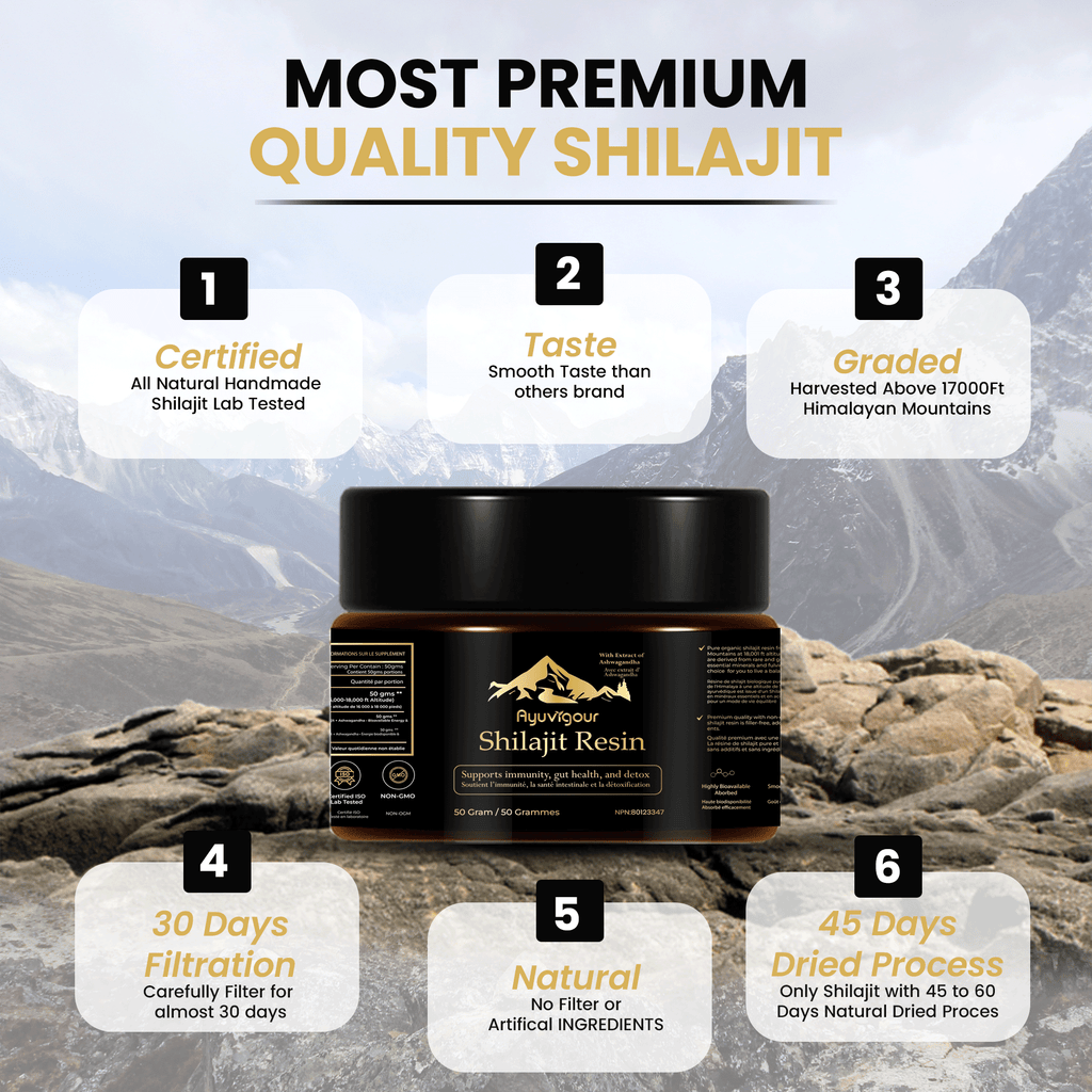 Ayuvigour Pure Himalayan Shilajit Resin - 50g | 100% Pure Raw Resin with Fulvic Acid | Lab-Tested Potency | Natural Energy & Vitality