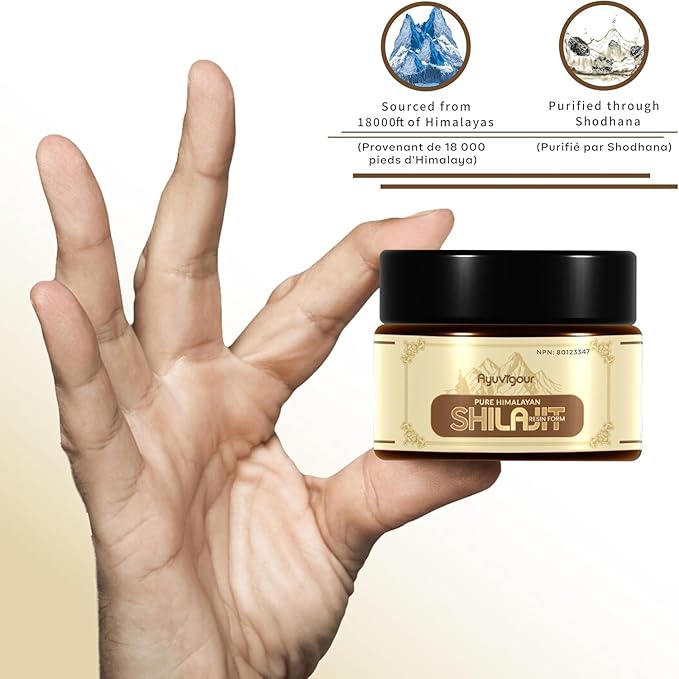Ayuvigour Pure Himalayan Shilajit Resin - 50g | 100% Raw Resin with Fulvic Acid | Lab-Verified Potency | Natural Energy & Strength Supplement