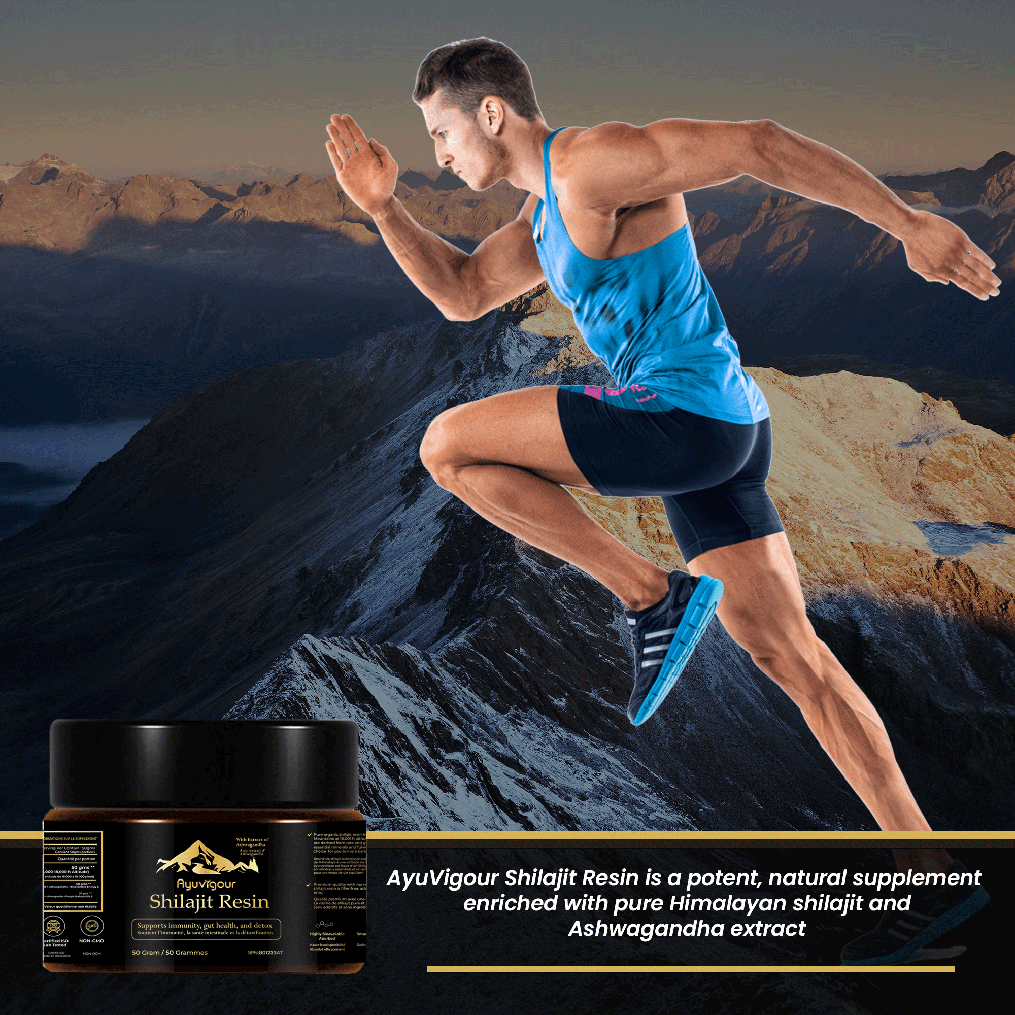 Ayuvigour Pure Himalayan Shilajit Resin - 50g | 100% Pure Raw Resin with Fulvic Acid | Lab-Tested Potency | Natural Energy & Vitality