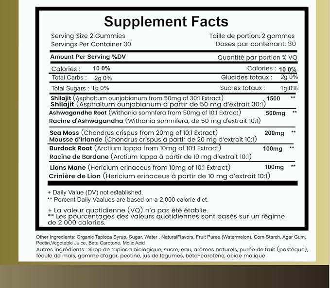 Ayuvigour Himalayan Shilajit Superblend Gummies - 60ct | Ashwagandha, Sea Moss, Lions Mane | Lab-Tested Blue Razz Flavor