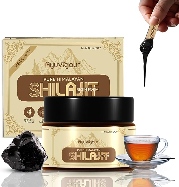 Ayuvigour Pure Himalayan Shilajit Resin - 50g | 100% Raw Resin with Fulvic Acid | Lab-Verified Potency | Natural Energy & Strength Supplement