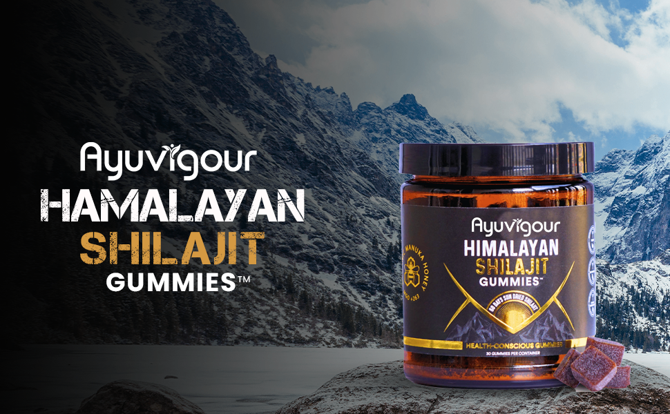 Ayuvigour Himalayan Shilajit Gummies - 30ct | Fulvic Acid for Energy & Vitality | Lab-Tested, Vegan