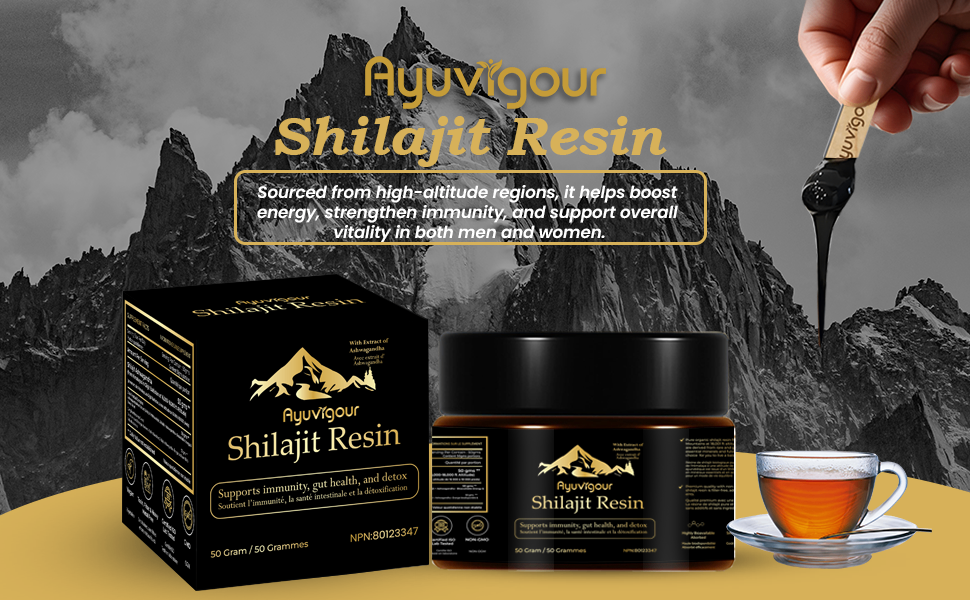 Ayuvigour Pure Himalayan Shilajit Resin - 50g | 100% Pure Raw Resin with Fulvic Acid | Lab-Tested Potency | Natural Energy & Vitality