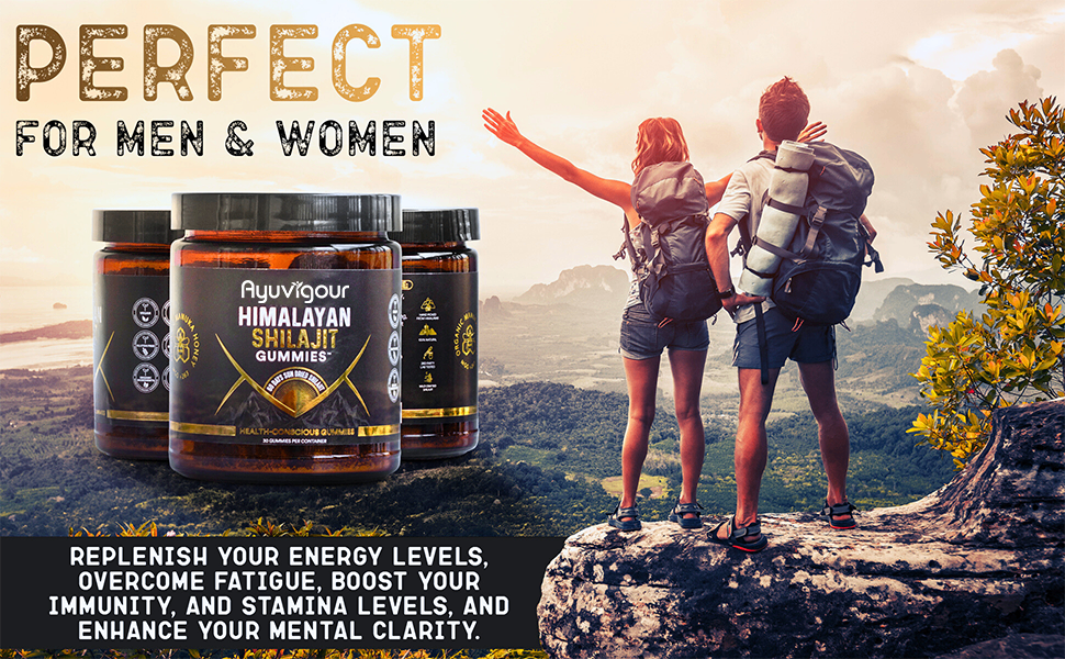 Ayuvigour Himalayan Shilajit Gummies - 30ct | Fulvic Acid for Energy & Vitality | Lab-Tested, Vegan