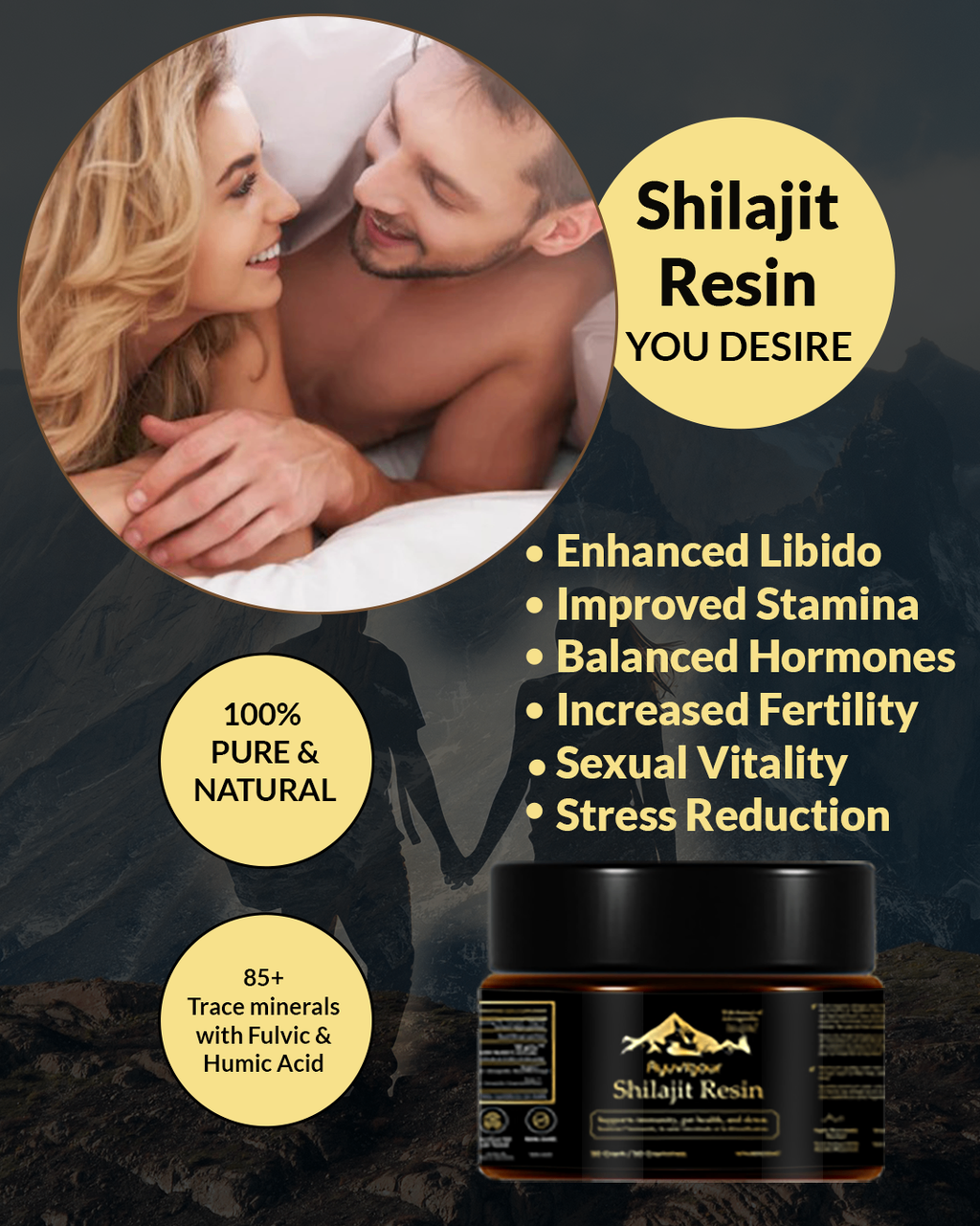 Ayuvigour Pure Himalayan Shilajit Resin - 50g | 100% Pure Raw Resin with Fulvic Acid | Lab-Tested Potency | Natural Energy & Vitality